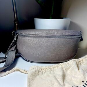 Quince Italian Pebbled Leather Sling Bag, Mink